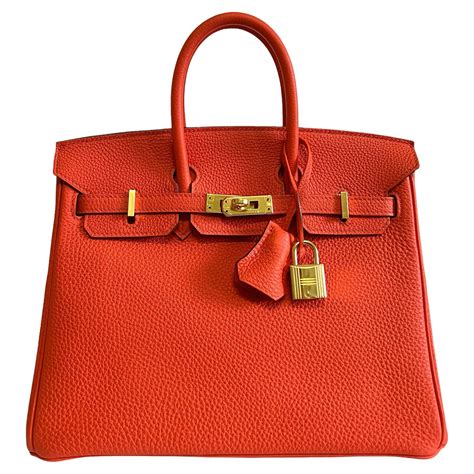 HERMES Togo Birkin 25 Orange Poppy 